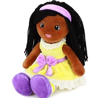 Poupée de chiffon en peluche pour fille, nounours doux, avec cheveux et robe jaunes, peluche personnalisée, cadeaux pour filles