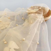 Maille de tulle élégante et sexy avec perles perles fleurs broderie Design unique pour chaussures sacs vêtements caractéristiques durables