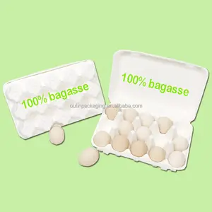 Cartoni per uova di bagassa biodegradabili ecologici personalizzati al 100% per uova di gallina polpa di carta modellata vassoio per scatola di cartone di carta da 15 uova