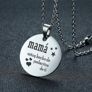 Collar <span class=keywords><strong>De</strong></span> acero inoxidable para mamá, joyería para madre, mamá, Mi mamá, Hecho <span class=keywords><strong>De</strong></span> Pedacitos <span class=keywords><strong>De</strong></span> Ti, colgante <span class=keywords><strong>De</strong></span> moneda <span class=keywords><strong>De</strong></span> disco, collares - Product Image 5