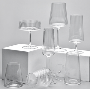 Different Design Elegant Lead Free Ribbed <strong>Crystal</strong> Drinking Glassware Champagne Flute Wine <strong>Glass</strong> <strong>Set</strong> - Product Image 1