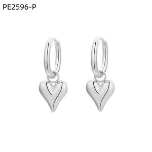 Amy Amy Heart Shape <b>Hoop</b> Earrings <b>Silver</b> Plated For Women Fashion Dangle Jewelry Gift - Product Image 1