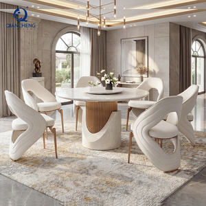 Ensemble de meubles de salle à manger de luxe sur mesure Foshan, table ronde en marbre et chaises pour hôtel, villa, <span class=keywords><strong>mariage</strong></span>, restaurant - Product Image 1