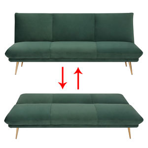 Ghế sofa giường gấp 3 chỗ ngồi hiện đại màu xanh nhung dành cho phòng khách, phòng ngủ, khách sạn hoặc căn hộ, khung kim loại, chất liệu vải <span class=keywords><strong>futon</strong></span> - Product Image 3