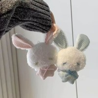 Mini peluche lapin ange apaisant mignon, breloque de sac écologique, porte-clés lapin, pendentif en peluche