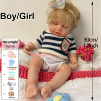 12/18 Zoll Lebensechte Reborn-Babypuppe mit offenem Mund und Schnuller, individuell gefärbtem Haar, aus massivem Silikon, weich, ungiftig, Geschenkspielzeug