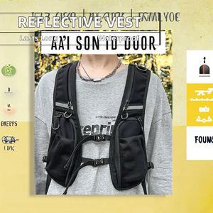 Gilet de sport en polyester réfléchissant et durable pour homme, résistant à l'eau, streetwear, fermeture éclair, sac de poitrine - Product Image 3