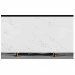 Plan de travail de cuisine en pierre artificielle 3200*1600mm Calacatta, plan de vanité en quartz moderne avec application murale, grande dalle pour hôtels - Product Image 1