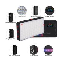 Luz de Video RGB Recargable Tipo-C de Bolsillo para Cámara V10 PRO, Temperatura de Color Ajustable de 2500-9000K