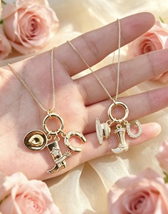 Zircon Jewelry Style Cow Boy Elements Accessories For Women Party Gift Thin <b>Chain</b> Jewelry Pendant Necklace - Product Image 1