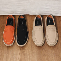 Mocassins Penny en daim pour hommes, à enfiler, avec semelle en chanvre tressé, légers, décontractés, pour la marche et la conduite