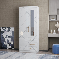 Armoire à vêtements haute brillance de 800mm, armoire de chambre à coucher avec miroir, armoire de rangement, armoire 2 portes, armoires blanches, chambre à coucher