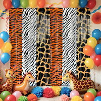 Rideau de franges métalliques en feuille d'aluminium pour toile de fond de fête, imprimé animal (Zèbre, Tigre, Girafe) – Fournitures de décoration pour mariage et anniversaire