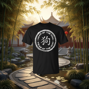 T-shirt Anno del Cane, design effetto invecchiato, zodiaco cinese, unisex, girocollo, manica corta, abbigliamento promozionale - Product Image 2