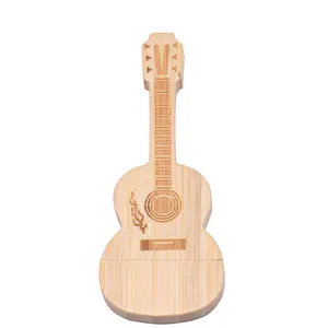 Promosyon ahşap gitar Usb bellek çubuğu 2gb 4gb 128gb Usb kalem sürücü 8gb Flash sürücü müzik hediye Pendrive