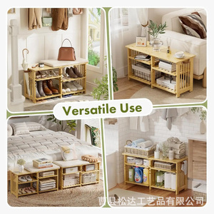 Modern minimalist wooden <b>shoe</b> bench for home use in entryways, <b>shoe</b> <b>storage</b> rack, solid wood bench with seating for changing - Product Image 2