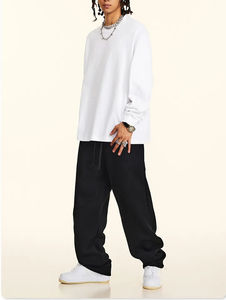 OEM ODM เสื้อยืดคอกลมแขนยาวสำหรับผู้ชาย, เสื้อยืดผ้าฝ้ายเปิดไหล่ตกสำหรับฤดูใบไม้ร่วง - Product Image 3