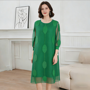 <span class=keywords><strong>Abito</strong></span> Casual plissettato <span class=keywords><strong>verde</strong></span> menta nuovo Design <span class=keywords><strong>elegante</strong></span> con o-collo e stampa digitale anteriore senza spalline leggero - Product Image 2