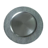 Assiette de présentation ronde en plastique à bords dorés et argentés, 13 pouces, pour la décoration de table à la maison, les mariages et les fêtes