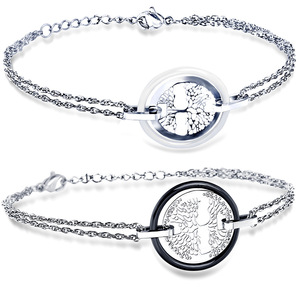 Heart-Shaped Ceramic Stainless Steel <b>Couple</b> <b>Bracelet</b> 16Mm For Women Gift Jewelry - Product Image 2