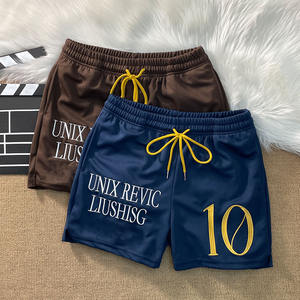 Streetwear Casual Elastic Waist Drawstring Breathable Worsted Cotton Embroidery Logo Sweat <b>Shorts</b> - Product Image 1