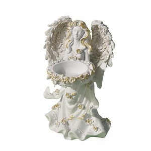 Statuetta di Angelo in Resina Bianca, Statua di Angelo Europea, Portacandele, Vassoio Portaoggetti, Decorazione per Casa, Scrivania, Matrimonio, Natale, Regalo - Product Image 4