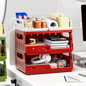 Desktop Bookshelf Folding <b>Storage</b> <b>Box</b> Multi Layer Office Desk Organizer Student Stationery <b>Storage</b> Tool - Product Image 1