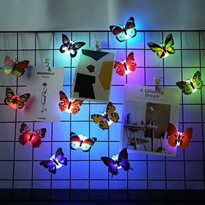 Autocollants muraux LED 3D papillon lumineux en PVC et acrylique pour chambre à coucher, décoration DIY, veilleuse - Vente chaude - Product Image 2