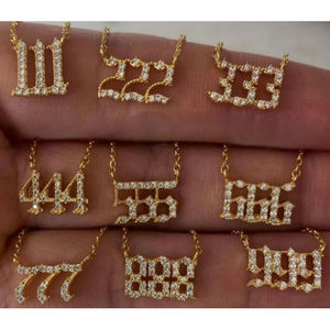 Collar con Colgante de Diamantes con Número de Ángel 888 Personalizado en Oro de 14 Quilates, Joyería Espiritual con Número de la Suerte, Hecho a Mano para Seres Queridos - Product Image 1