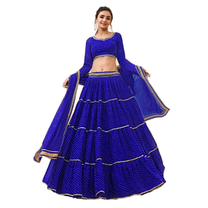 Merveilleux bleu Leheriya imprimé Georgette femmes Festival porter Lehenga Choli - Product Image 1