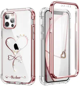 Wholesale Luxury Diamond plated Protector Cover with Built-in Screen Protector For IPhone 13 Case