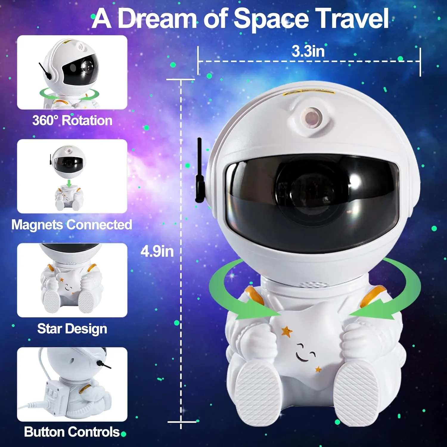 3D astronauta personaggio luce notturna novità Nebula Star Night Lamp proiettore stellato luce prezzo più economico luci notturne per bambini