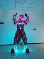 LED-Roboter-Clown-Kostüm mit Batterie Bedruckter Bühnenauftritt-Anzug für Party- und Event-Requisiten Flamenco-Bekleidung Kompatibel
