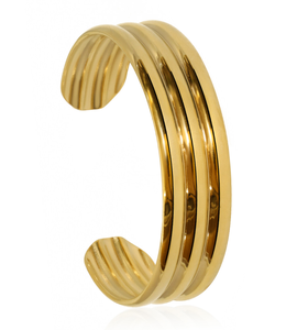 Bracelet jonc torsadé en forme de feuille, style punk, grand modèle pour femme, en acier inoxydable plaqué or 18 carats, idéal pour les occasions festives - Collection JUSTOP Designer Jewelry Fashion Luxury - Product Image 5