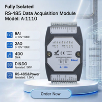 Módulo de E/S Analógico Totalmente Aislado de 0-10V con 8AI (0-10V), 2AO (0-10V), 4DO Sink, Puerto RS-485, Protocolo Modbus RTU (A-1110)