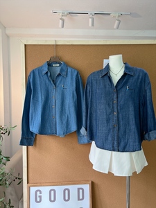 A487 <b>Women's</b> Soft Jean <b>Shirt</b> with Pattern Button Down Turn-down Collar Loose Fit Embroidery Front Casual Everyday Wear - Product Image 5