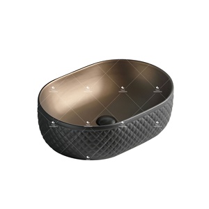 Lavabo da Appoggio in Ceramica di Forma Ovale, Design di Lusso, Facile da Pulire, Effetto Vetro, per <span class=keywords><strong>Bagno</strong></span> - Product Image 6