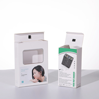 Boîte en papier personnalisée suspendue avec fenêtre, emballage de vente au détail écologique pour écouteurs, montres, câbles