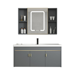 Ensemble de vanité murale de salle de bains de <span class=keywords><strong>grande</strong></span> capacité imperméable en aluminium moderne de luxe <span class=keywords><strong>armoire</strong></span> à <span class=keywords><strong>pharmacie</strong></span> miroir pour appartement - Product Image 6