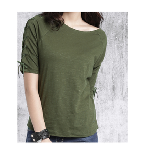 2022 Collection T-shirt à la mode pour femmes Style unique le plus vendu avec décoration de boutons Meilleur prix disponible - Product Image 1