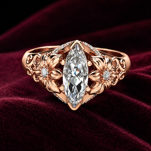 Anello di Lusso con Zirconi a Forma di Marquise, Placcato in Oro Rosa, Gioiello da Festa per Donne - Product Image 4
