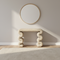Table console d'entrée Cammy Stone en pierre naturelle style Wabi-Sabi et italien pour hall d'entrée et salon