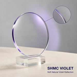 Violet Film 1.591 PC Blue Cut Lenses Super Hydrophobic SHMC Purple Coating Polycarbonate Optical Lens For Eye Protection