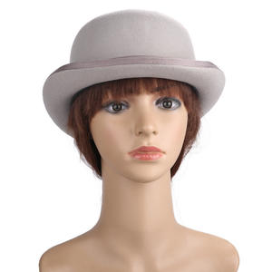 Commercio all'ingrosso vintage tradizionale da uomo donna cappello a bombetta derby bianco nero grigio lana feltro formale cappelli per gli uomini cappello cappellino - Product Image 5