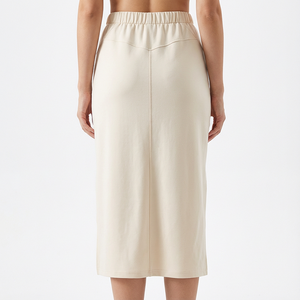 OEM Damen Strickrock in Wadenlänge mit Elastischem Kordelzug in der Taille, Einfarbig, Dehnbar, Seitenschlitz, für Yoga und Büro, Herbst-<span class=keywords><strong>Winter</strong></span> - Product Image 2