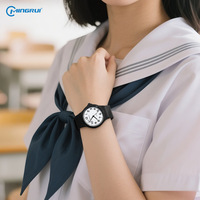 Montre unisexe MINGRUI pour tous les jours - Bracelet en silicone noir léger, étanche 30M pour étudiants et usage quotidien
