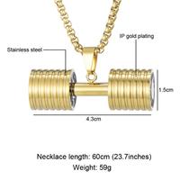 Collier pendentif haltère en acier inoxydable, bijoux de musculation, bijoux de barre de musculation pour les amateurs de sport