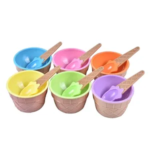 Cuencos y cucharas de helado Tazas de helado para fiesta de cumpleaños Cuencos de postre Sundae para yogur congelado