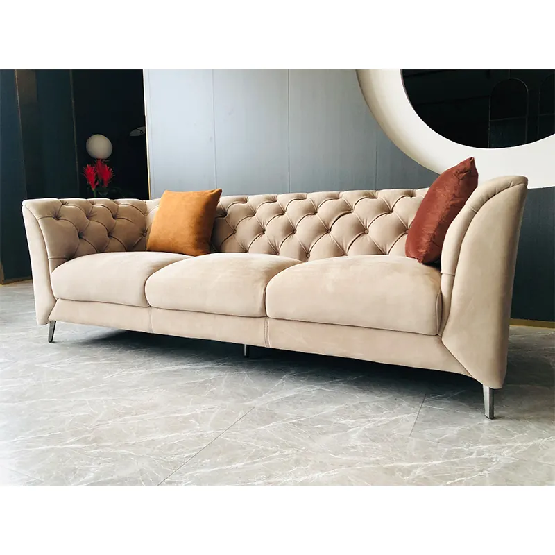 Sofá nórdico moderno de luxo com luz simples, esponja elástica alta, confortável para sala de estar