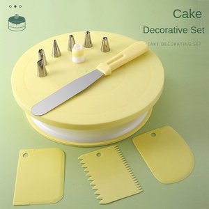 Eco-Friendly <strong>Cake</strong> Decorating Supplies <strong>Turning</strong> <strong>Table</strong> for <strong>Cake</strong> Stands Plastic <strong>Cake</strong> Drum Sets Including Piping Nozzle Cream Spatula - Product Image 2